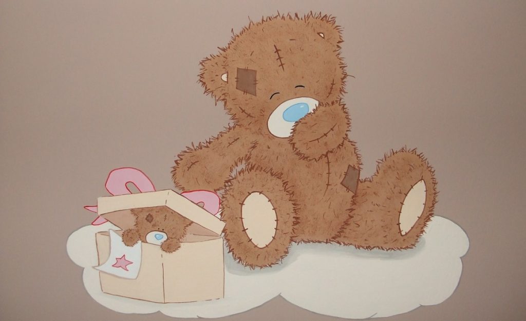 33. Wandmalerei mit Teddybär fürs Babyzimmer