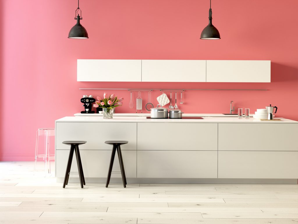 Die Wandfarbe spielt eine wichtige Rolle bei der Küchengestaltung. (#01)