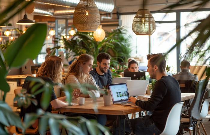 Flex Space und Co-Working-Bereiche revolutionieren die Art und Weise, wie Menschen arbeiten. (Foto: AdobeStock - 873992741 Daria)