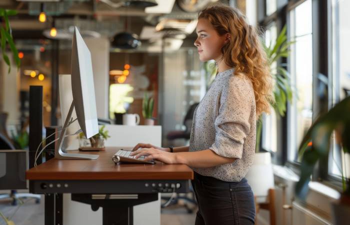 Moderne Bürodesigns legen großen Wert auf ergonomische Arbeitsplätze, die die Gesundheit und das Wohlbefinden der Mitarbeiter fördern. (Foto: AdobeStock - 819728158 DK_2020)